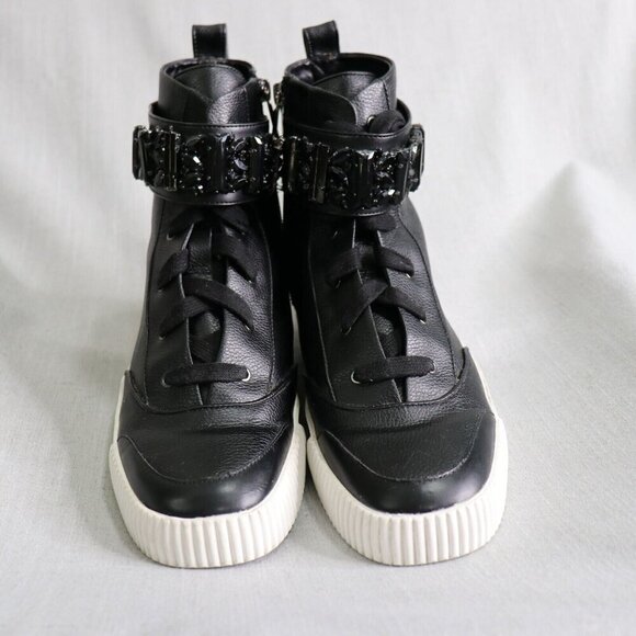 Karl Lagerfeld Other - Karl Lagerfeld Hi Top Leather Sneakers Mens 10 Zip Up Black FLASH SALE